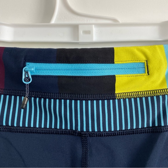 Lululemon Inkwell / Pow Stripe Split Pea Hyper Blue Moon Inspire Crop Leggings - Picture 3 of 7